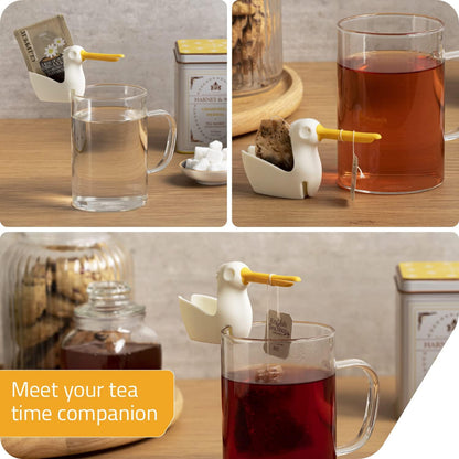 Pelicup: Tea Bag Holder - Fun Pelican-Shaped Silicone Tea Bag Holder for Cup w/Tea Bag Rest, 2.3x4.3x1.2 in, Cute Tea Accessories for Tea Lovers