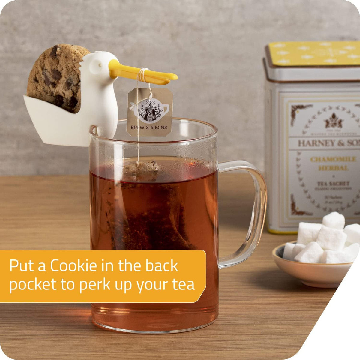 Pelicup: Tea Bag Holder - Fun Pelican-Shaped Silicone Tea Bag Holder for Cup w/Tea Bag Rest, 2.3x4.3x1.2 in, Cute Tea Accessories for Tea Lovers