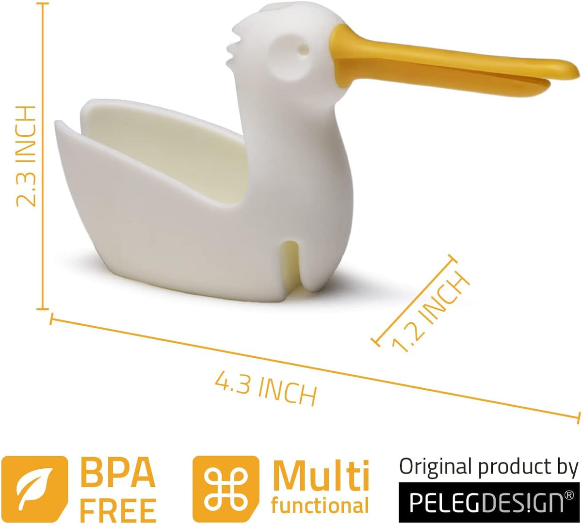 Pelicup: Tea Bag Holder - Fun Pelican-Shaped Silicone Tea Bag Holder for Cup w/Tea Bag Rest, 2.3x4.3x1.2 in, Cute Tea Accessories for Tea Lovers