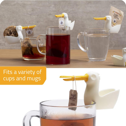 Pelicup: Tea Bag Holder - Fun Pelican-Shaped Silicone Tea Bag Holder for Cup w/Tea Bag Rest, 2.3x4.3x1.2 in, Cute Tea Accessories for Tea Lovers