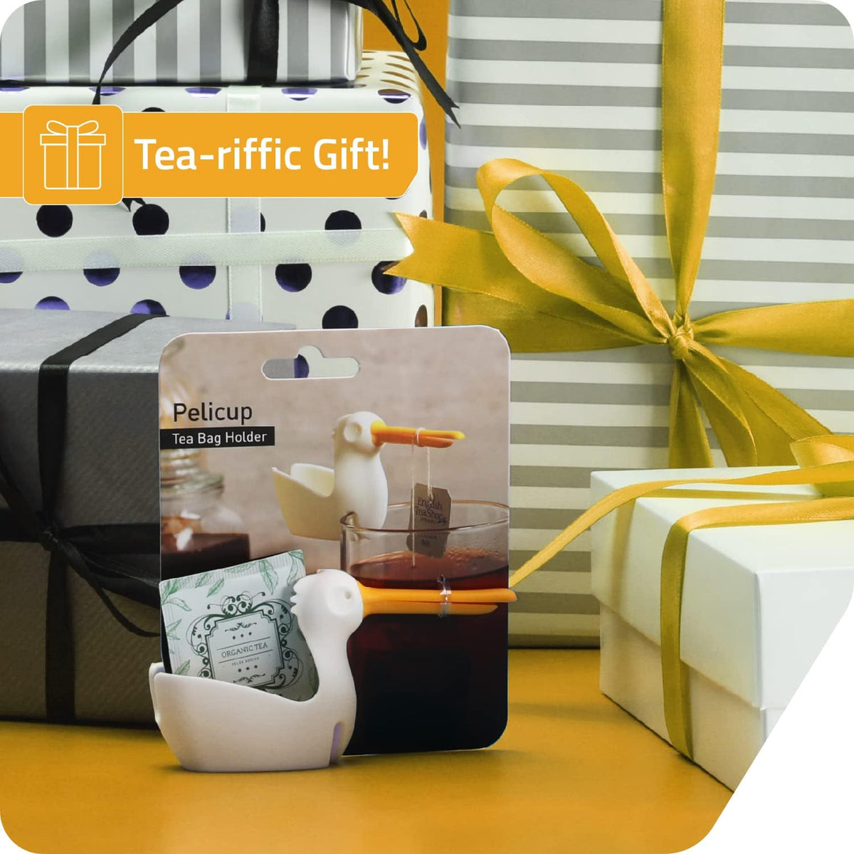 Pelicup: Tea Bag Holder - Fun Pelican-Shaped Silicone Tea Bag Holder for Cup w/Tea Bag Rest, 2.3x4.3x1.2 in, Cute Tea Accessories for Tea Lovers