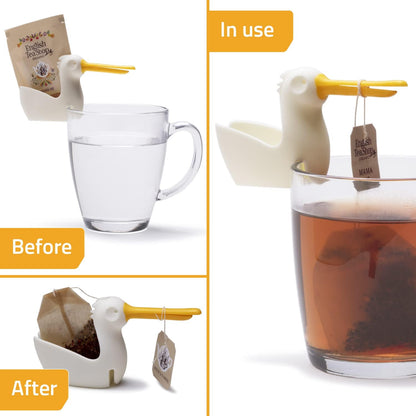 Pelicup: Tea Bag Holder - Fun Pelican-Shaped Silicone Tea Bag Holder for Cup w/Tea Bag Rest, 2.3x4.3x1.2 in, Cute Tea Accessories for Tea Lovers