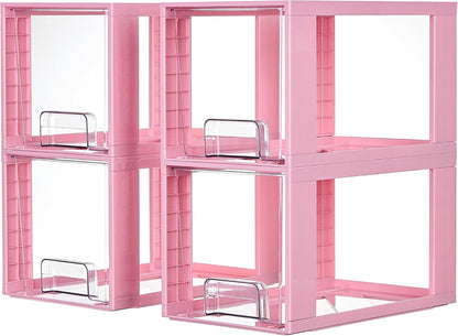 Large Stackable Storage Drawers, Clear | Easily Assemble Bathroom Closet Undersink Organizers and Storage Kitchen Cabinets,Pantry,Makeup,Medicine Organization