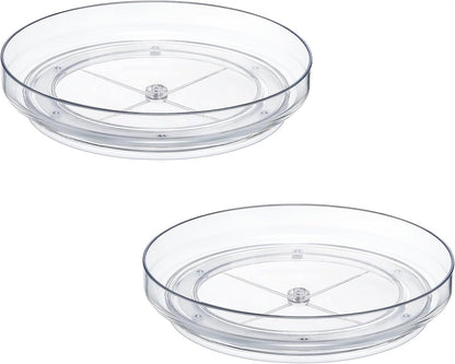 9 Inch Elegant Clear Turntable Acrylic Lazy Susan, Non-Skid Rotating | Smoothly Kitchen Spice Rack, Cabinet Pantry Organization Storage, Refrigerator, Vanity Makeup, Bathroom Countertop Organizer