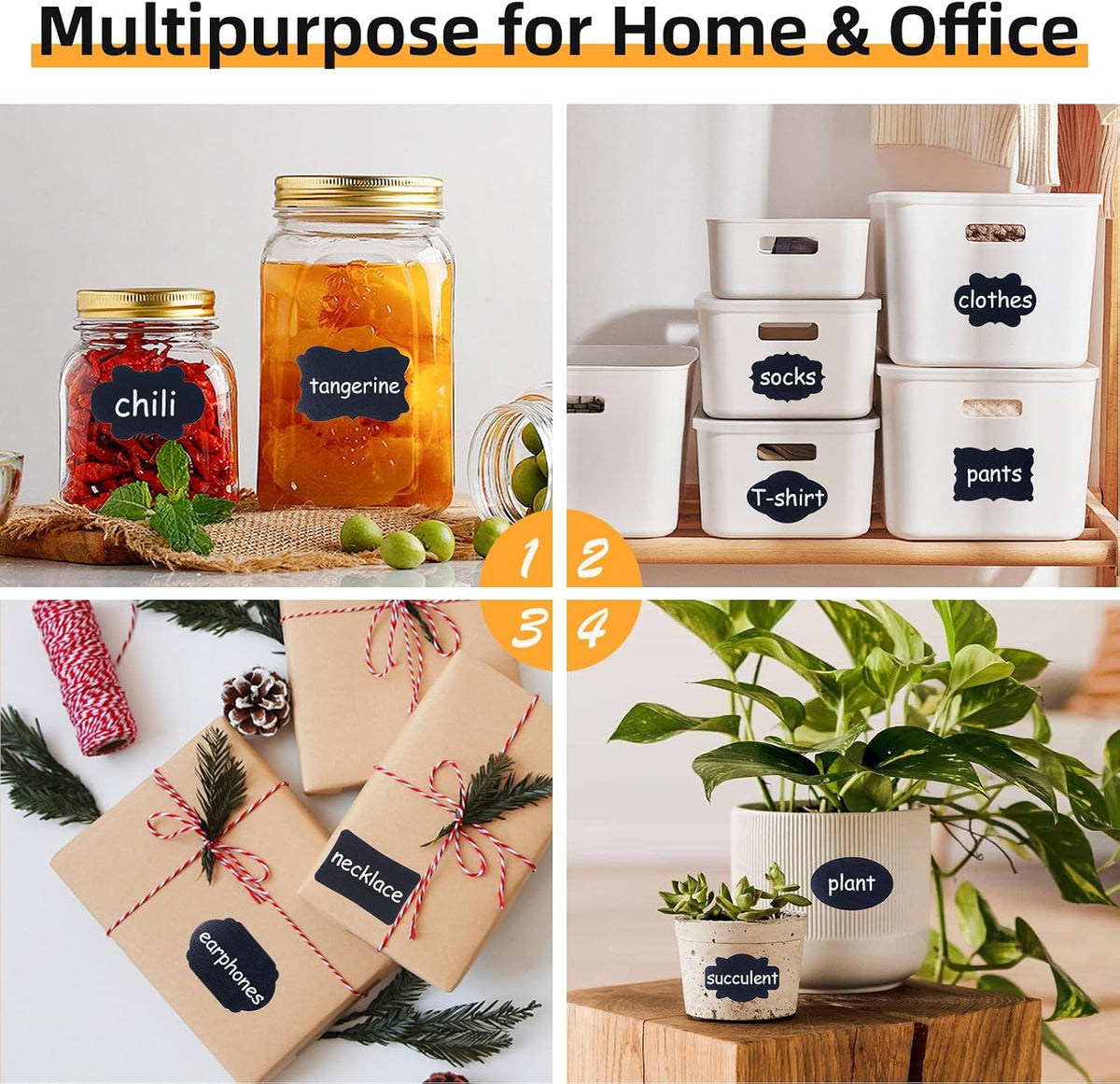 360 Pcs Chalkboard Labels Stickers for Glass Jars, 2.1"x 1.4"