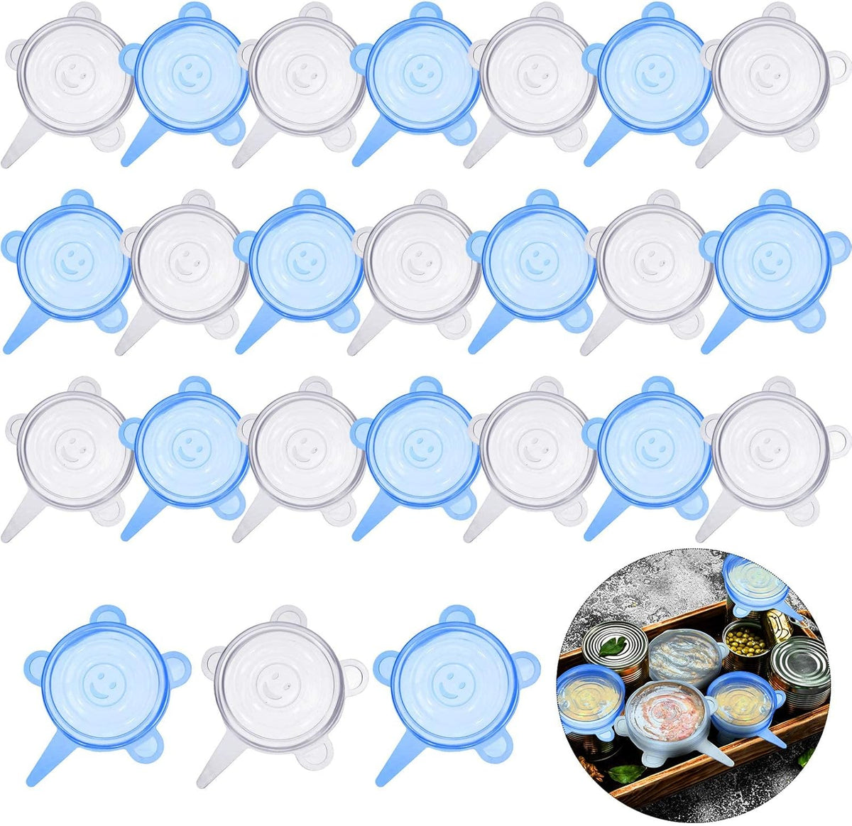 24 Pcs Silicone Stretch Food Covers, Reusable Can Lids