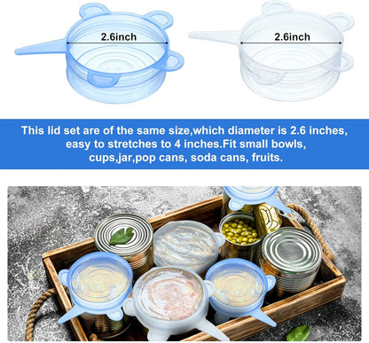 24 Pcs Silicone Stretch Food Covers, Reusable Can Lids