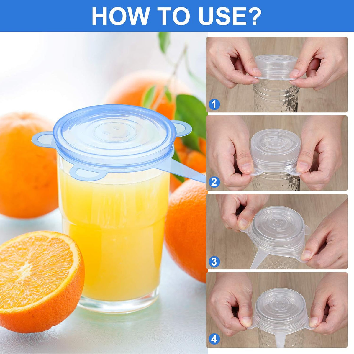 24 Pcs Silicone Stretch Food Covers, Reusable Can Lids