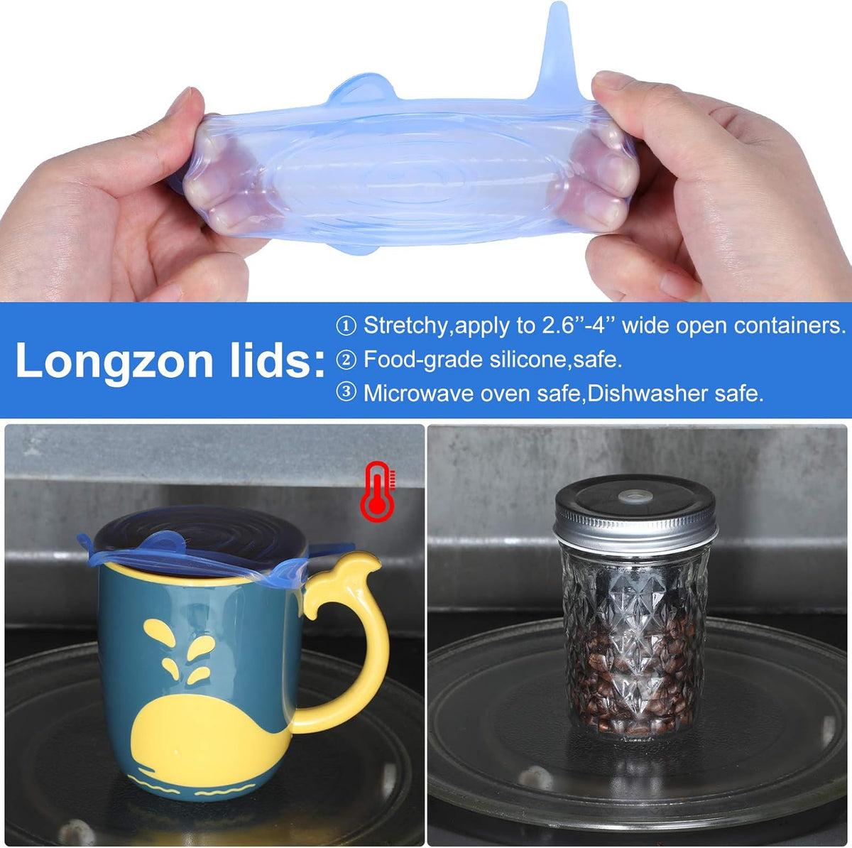 24 Pcs Silicone Stretch Food Covers, Reusable Can Lids
