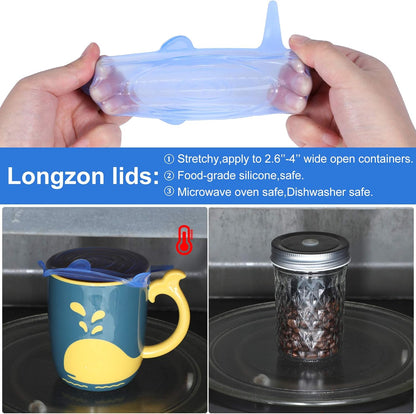 24 Pcs Silicone Stretch Food Covers, Reusable Can Lids
