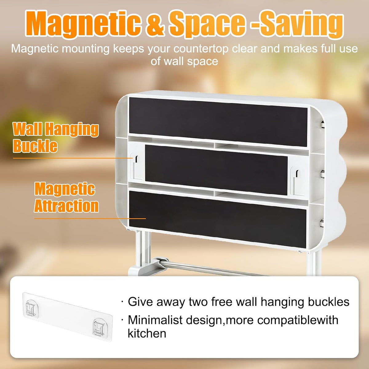 4 in 1 Plastic Wrap Dispenser with Cutter,Wooden Aluminum Foil Organizer | Magnetic Holder with Kitchen Towel Holder, Wall Mount Kitchen Wrap Dispenser for Pantry and Kitchen Cabinet