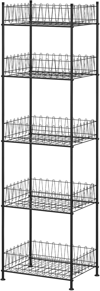 Water Bottle Organizer 5 Tier Water Bottle Storage Rack Beverage Organizer for Pantry, Metal Bottled Water Drink Holder, Large Capacity Soda Can Organizer for Kitchen Party
