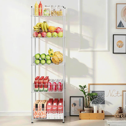 Water Bottle Organizer 5 Tier Water Bottle Storage Rack Beverage Organizer for Pantry, Metal Bottled Water Drink Holder, Large Capacity Soda Can Organizer for Kitchen Party