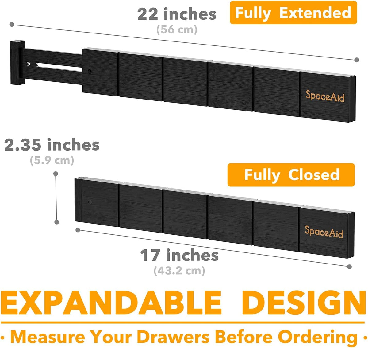 Bamboo Drawer Dividers with Inserts and Labels, Kitchen Adjustable Drawer Organizers, Expandable Organization for Home, Office, Dressers, 4 Dividers with 9 Inserts (17"-22" Natural)