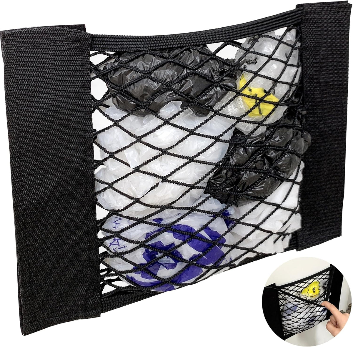 Plastic Bag Holder Mesh Storage Net Grocery Bag Holder Organizer Dispenser for Aluminum Foil, Trash Bag, Garbage Bag, Plastic Wrap, Shopping Bag Under Sink Cargo Organizers and Wall Mounted