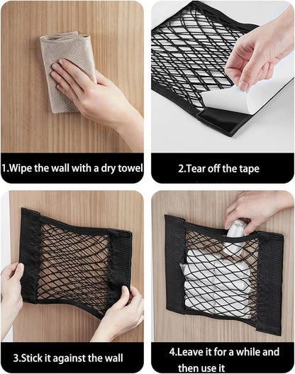 Plastic Bag Holder Mesh Storage Net Grocery Bag Holder Organizer Dispenser for Aluminum Foil, Trash Bag, Garbage Bag, Plastic Wrap, Shopping Bag Under Sink Cargo Organizers and Wall Mounted