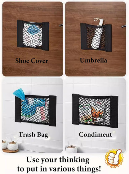 Plastic Bag Holder Mesh Storage Net Grocery Bag Holder Organizer Dispenser for Aluminum Foil, Trash Bag, Garbage Bag, Plastic Wrap, Shopping Bag Under Sink Cargo Organizers and Wall Mounted