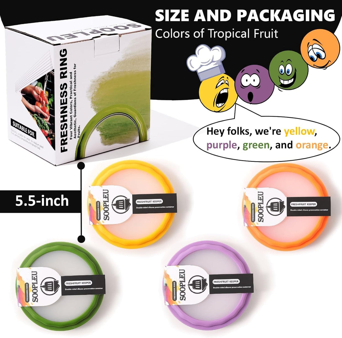 SOOPLEU Double-Sided Avocado Saver & Onion Storage, 4Pcs Food Holder | Upgraded Double-Sided Silicone! 4Pcs Avocado Saver & Onion Storage. Keeps garlic, tomato & produce fresh in fridge containers