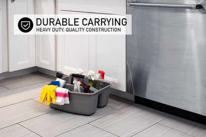 Rough and Rugged All-Purpose Cleaning Caddy, Grey/Black 2 Count (CD0170) | Durable organizer for carrying cleaning supplies, tools, and household essentials with a rugged, easy-grip design.