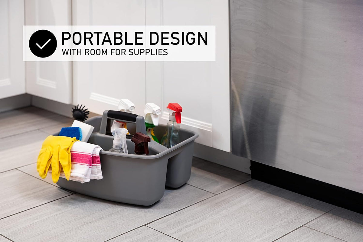 Rough and Rugged All-Purpose Cleaning Caddy, Grey/Black 2 Count (CD0170) | Durable organizer for carrying cleaning supplies, tools, and household essentials with a rugged, easy-grip design.