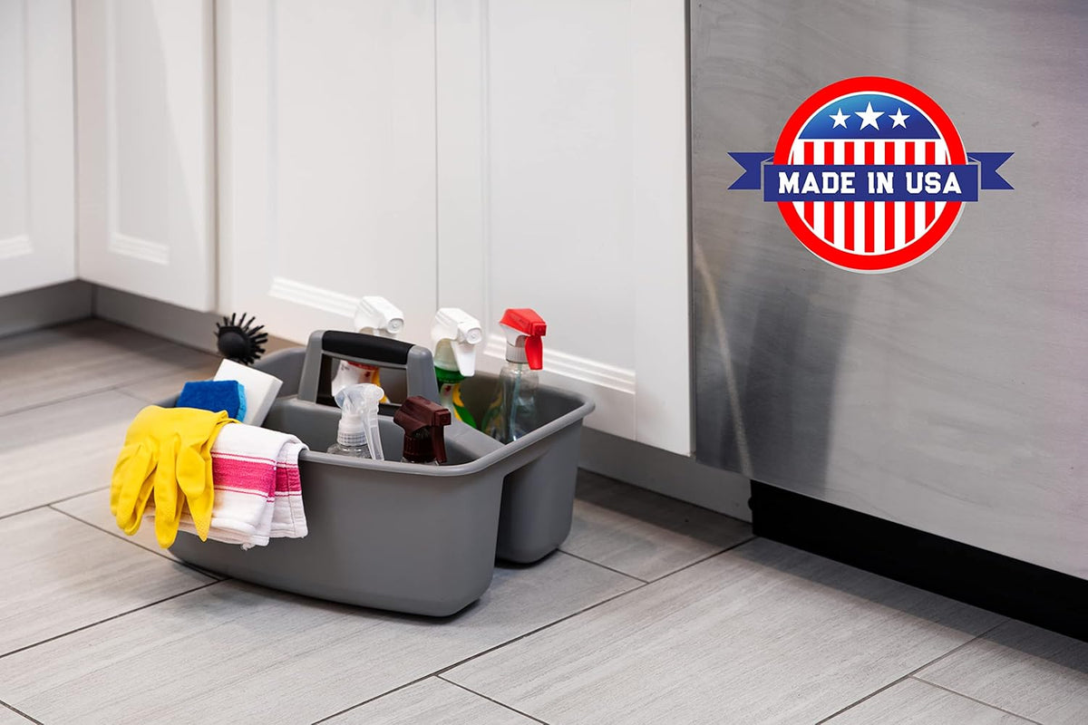 Rough and Rugged All-Purpose Cleaning Caddy, Grey/Black 2 Count (CD0170) | Durable organizer for carrying cleaning supplies, tools, and household essentials with a rugged, easy-grip design.