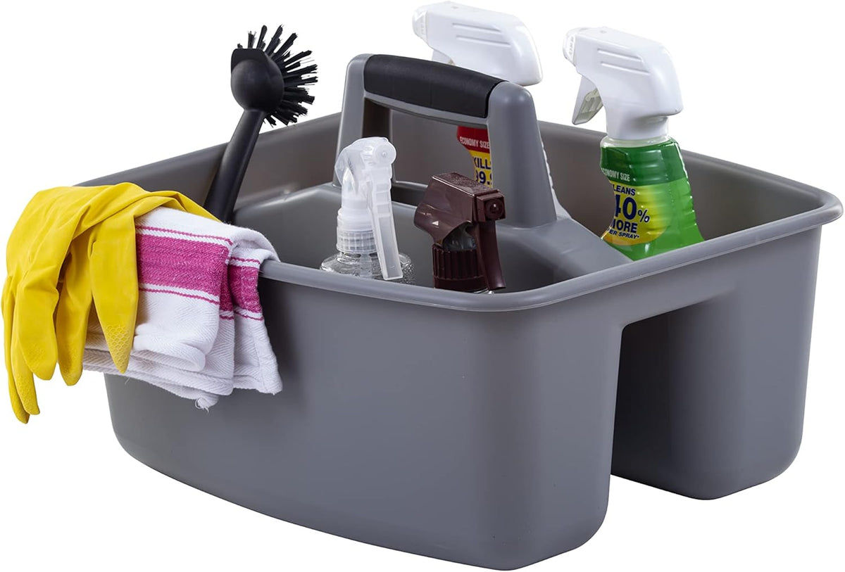 Rough and Rugged All-Purpose Cleaning Caddy, Grey/Black 2 Count (CD0170) | Durable organizer for carrying cleaning supplies, tools, and household essentials with a rugged, easy-grip design.