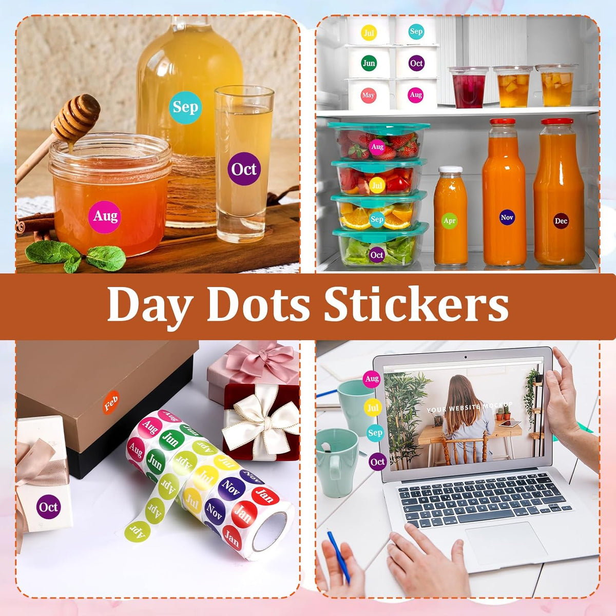 6000 Labels Month Stickers, 12 Rolls 1 Inch Round, 12 Months of The Year, Expiration Date, Food Labels (Multicolor)