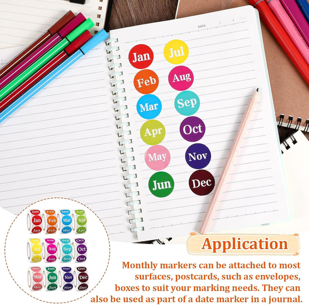 6000 Labels Month Stickers, 12 Rolls 1 Inch Round, 12 Months of The Year, Expiration Date, Food Labels (Multicolor)