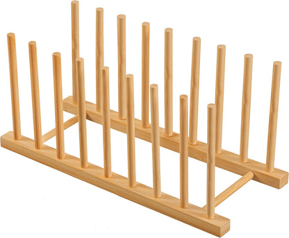Heighten and Widen Bamboo Dish Drying Rack Plate Pot Lid Organizer