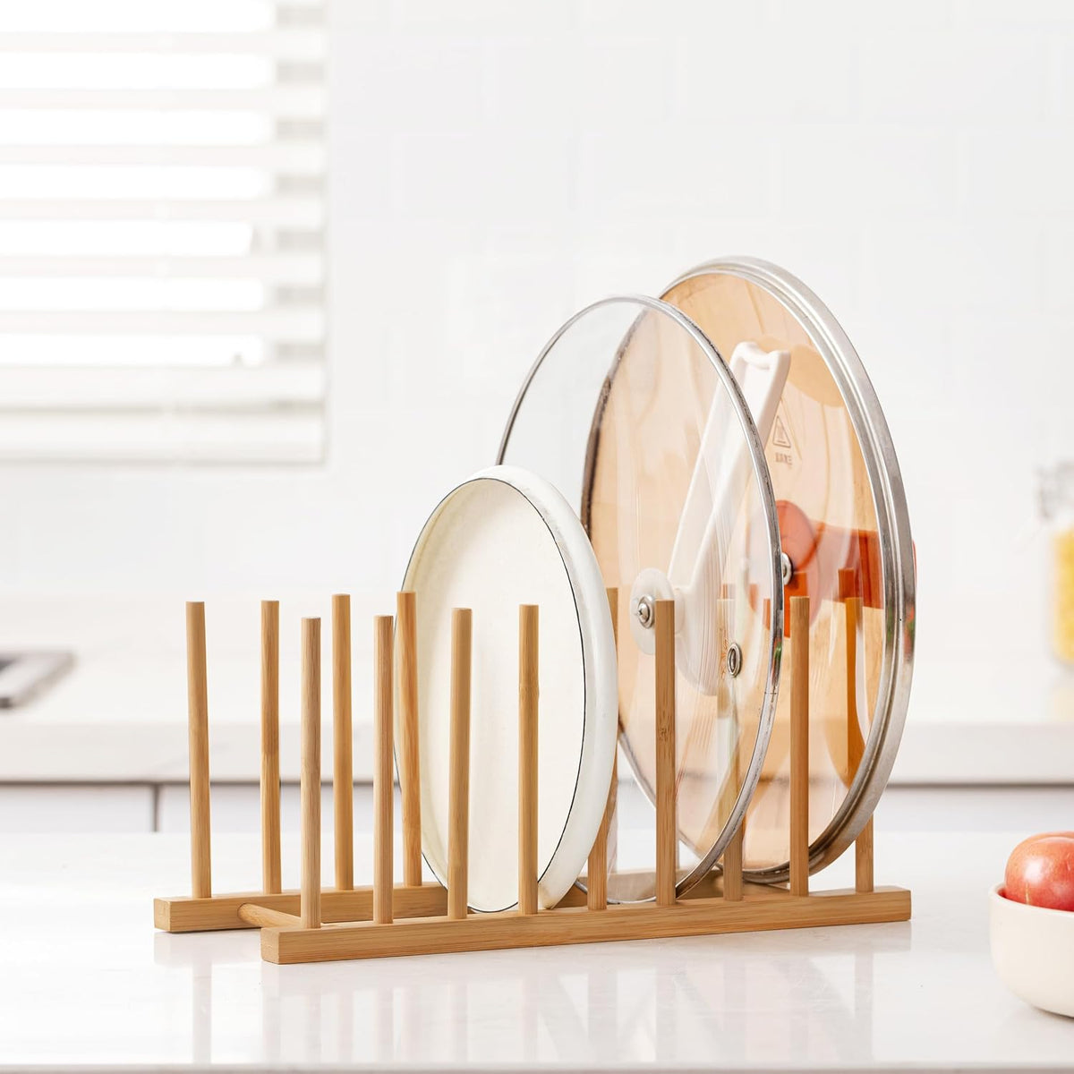 Heighten and Widen Bamboo Dish Drying Rack Plate Pot Lid Organizer