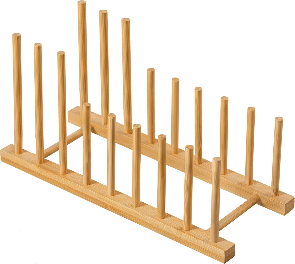 Heighten and Widen Bamboo Dish Drying Rack Plate Pot Lid Organizer