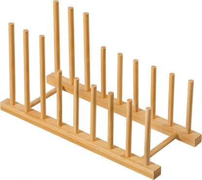 Heighten and Widen Bamboo Dish Drying Rack Plate Pot Lid Organizer