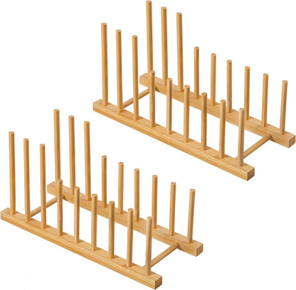 Heighten and Widen Bamboo Dish Drying Rack Plate Pot Lid Organizer