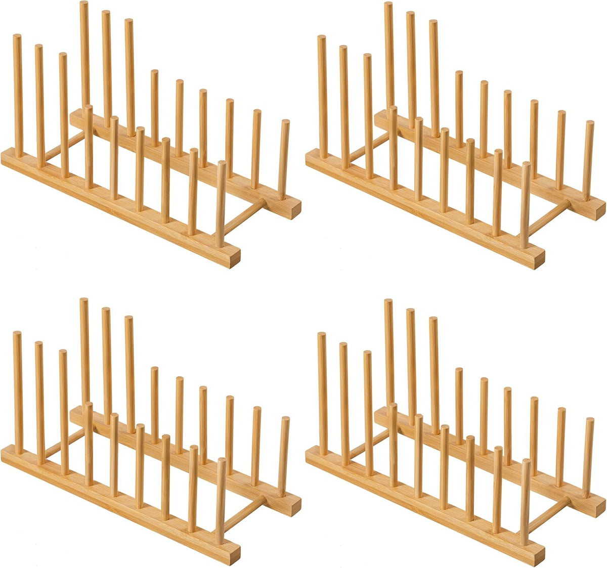 Heighten and Widen Bamboo Dish Drying Rack Plate Pot Lid Organizer