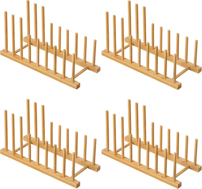 Heighten and Widen Bamboo Dish Drying Rack Plate Pot Lid Organizer