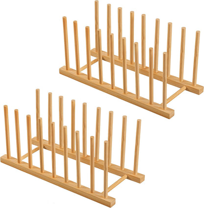 Heighten and Widen Bamboo Dish Drying Rack Plate Pot Lid Organizer