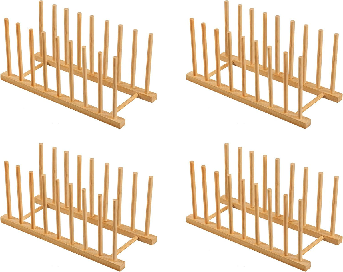 Heighten and Widen Bamboo Dish Drying Rack Plate Pot Lid Organizer