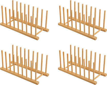 Heighten and Widen Bamboo Dish Drying Rack Plate Pot Lid Organizer