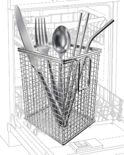 Dishwasher Chopstick Basket with Hook, 304 Stainless Steel