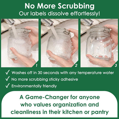 200 Dissolvable Canning Labels for Mason Jars, 1 x 2⅛ inch Food Labels, Tiny Canning Jar Stickers Removable with Water