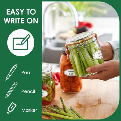 200 Dissolvable Canning Labels for Mason Jars, 1 x 2⅛ inch Food Labels, Tiny Canning Jar Stickers Removable with Water