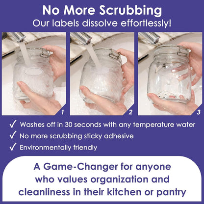 200 Dissolvable Canning Labels for Mason Jars, 1 x 2⅛ inch Food Labels, Tiny Canning Jar Stickers Removable with Water