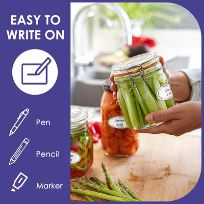 200 Dissolvable Canning Labels for Mason Jars, 1 x 2⅛ inch Food Labels, Tiny Canning Jar Stickers Removable with Water