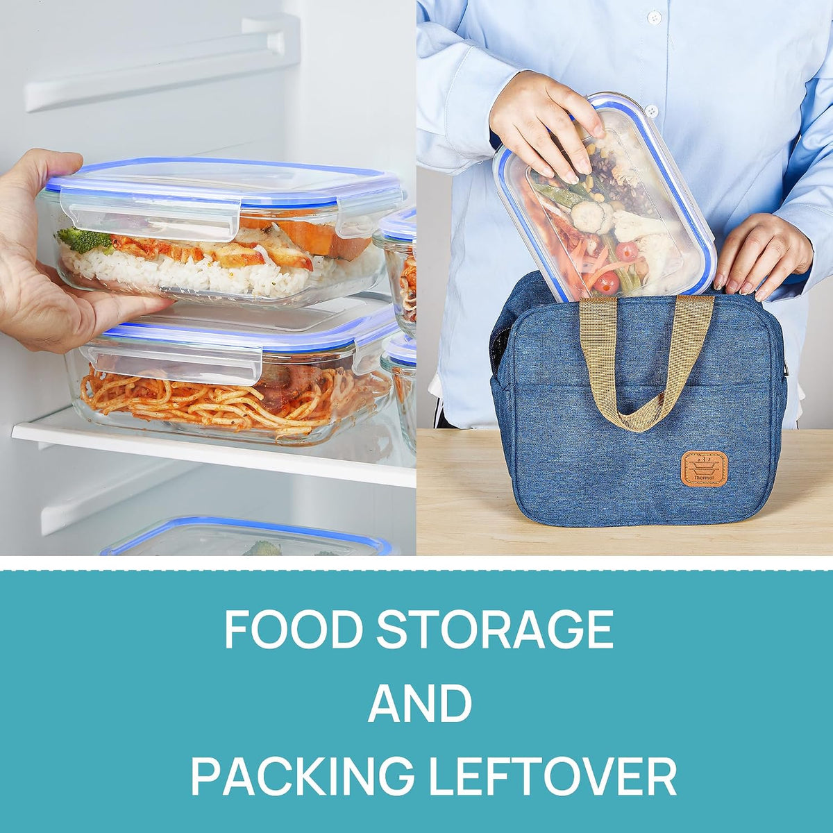 5Pack 22oz Glass Storage Containers with Lids, Grey