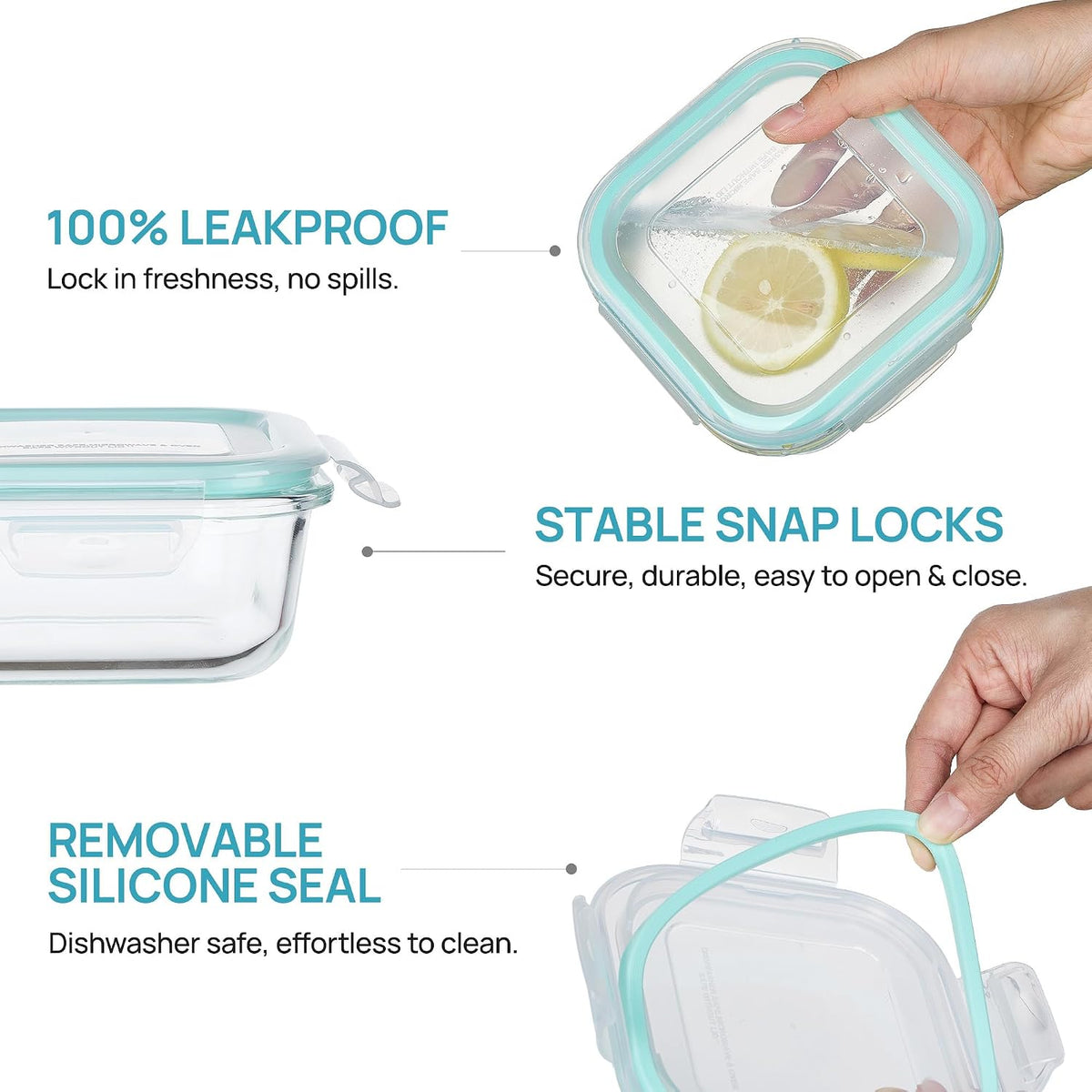 5Pack 22oz Glass Storage Containers with Lids, Grey
