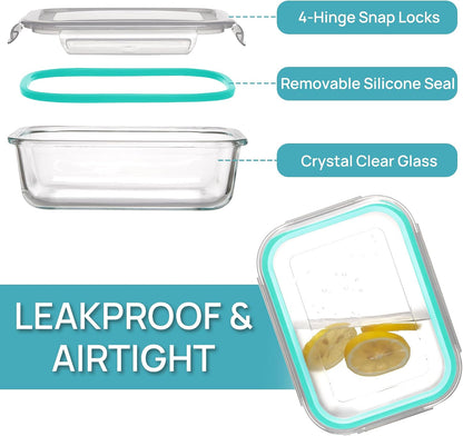 5Pack 22oz Glass Storage Containers with Lids, Grey