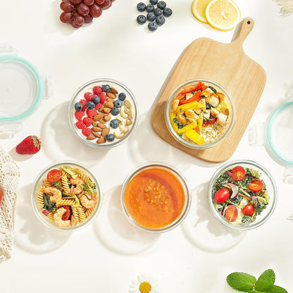 5Pack 22oz Glass Storage Containers with Lids, Grey