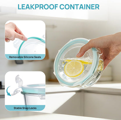 5Pack 22oz Glass Storage Containers with Lids, Grey