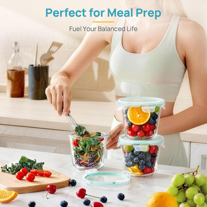 5Pack 22oz Glass Storage Containers with Lids, Grey