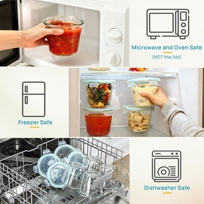 5Pack 22oz Glass Storage Containers with Lids, Grey